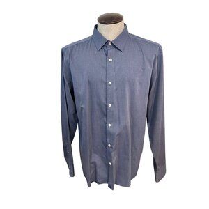 Untuckit Navy Slim-Fit Long-Sleeve Button-Up Casual Shirt 100% Cotton XL